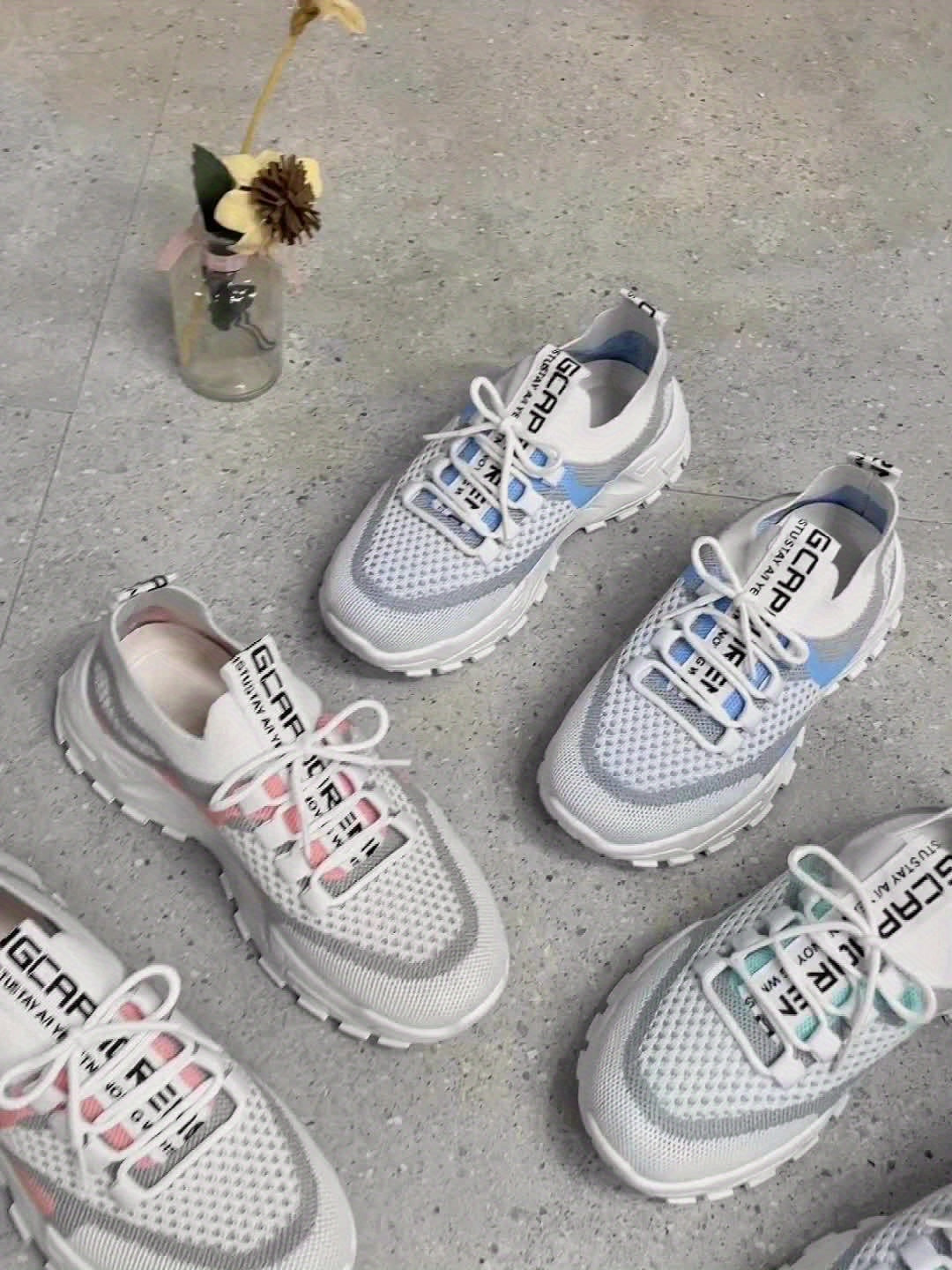 Dames Colorblock Gebreide Sneakers, Modieuze Ademende Lage Top Hardloopschoenen, Comfortabele Buitensportschoenen