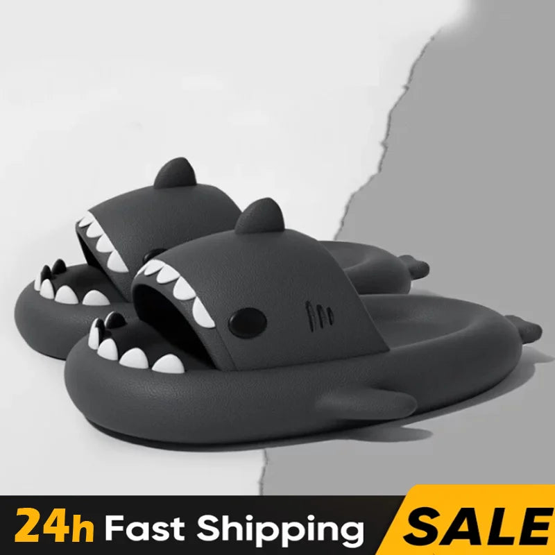 Size 46 47 Summer Men Shoes Shark Slippers Indoor House Anti-Skid Slides Shark Flip Flops Couples Outdoor Sandals Funny Slippers